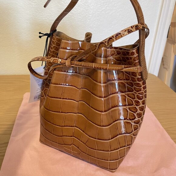 NWT - Mansur Gavriel Amaretti Croc Mini Bucket - Picture 2 of 7